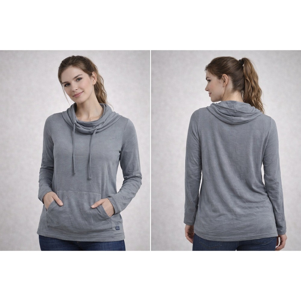 Emirates Cowl Neck Hoodie‎ Women S/M Gray Blend Pullover Excellent Loungewear